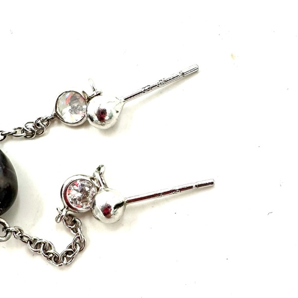 Charles Winston Sterling Silver CZ Drop Dangle Pearl Earrings NWOT - Picture 13 of 16